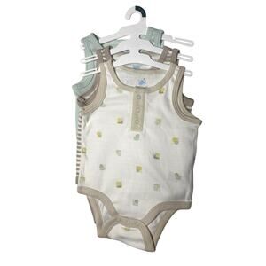3pk Sleeveless Henley Bodysuit - Cloud Island - NB